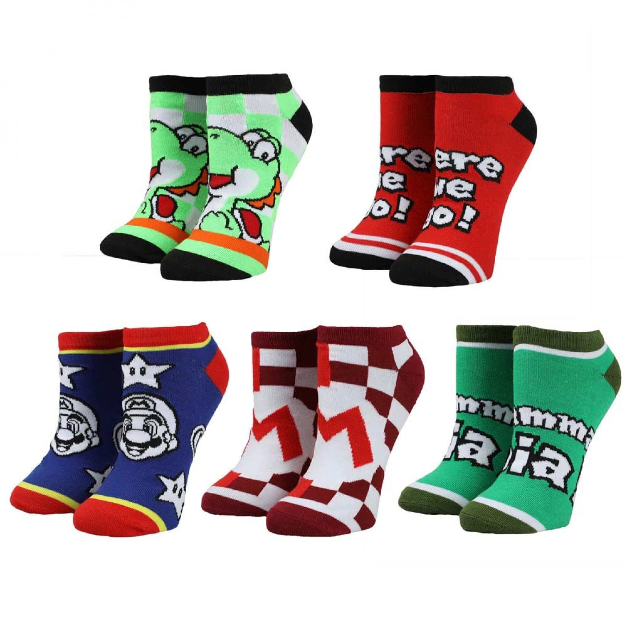 Super Mario 5-Pair Pack of Ankle Socks
